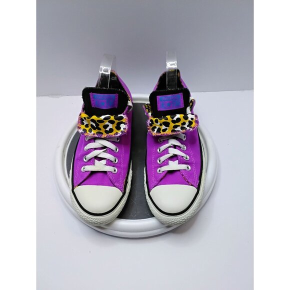 Converse Chuck Taylor All Star Purple Sneakers With Leopard Print Accents Womens - Picture 1 of 7
